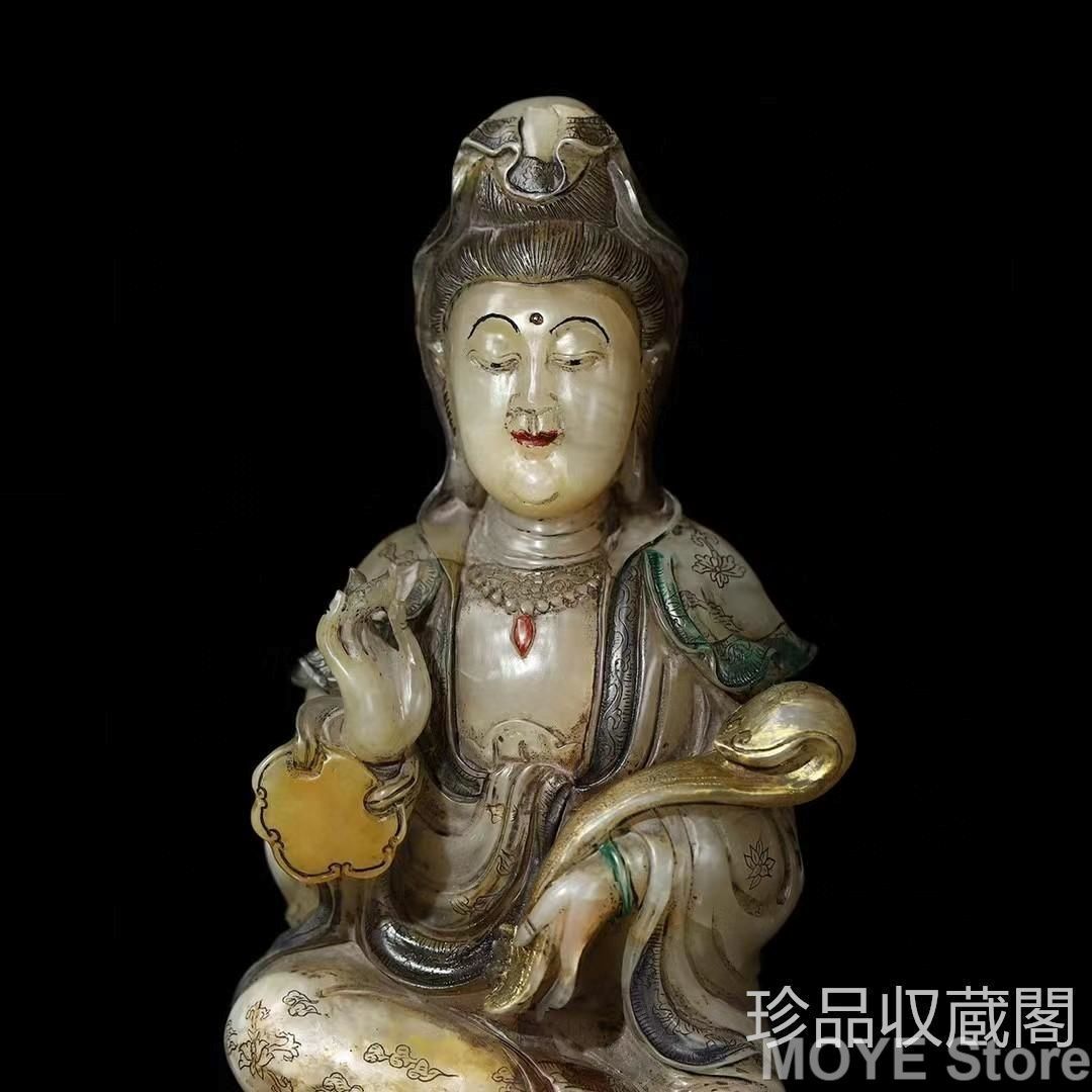 旧蔵寿山石彩絵 観音福