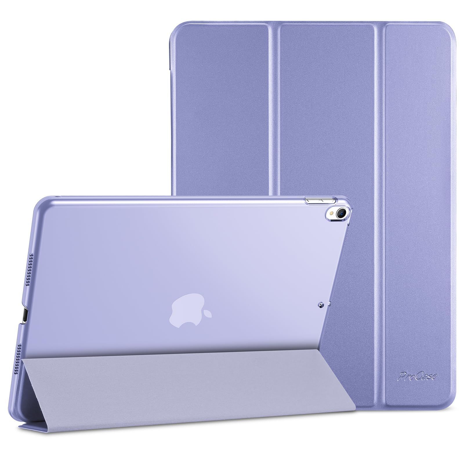 ProCase iPad Air 3 2019 Pro 10.5 2017 用ケース 超スリム 三つ折スタンド オートスリープ 半透明フロスト バックカバー - ライトパープル