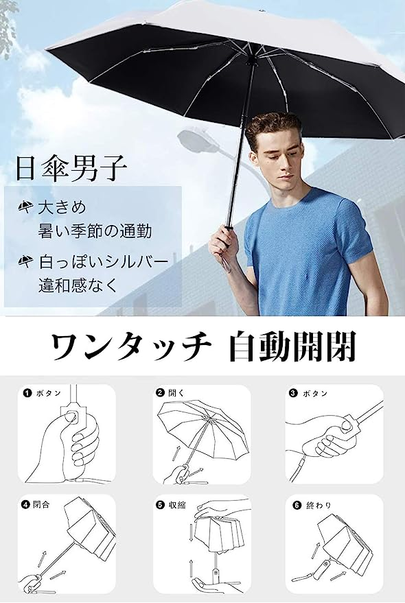 オンライン限定商品】 折りたたみ傘 ワンタッチ 自動開閉 晴雨兼用