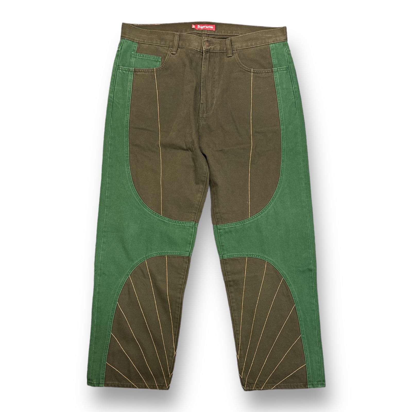 supreme バーガンディデニムパンツ 国内正規 美品 Supreme 23AW RADIAL EMBROIDERED LOOSE FIT JEAN