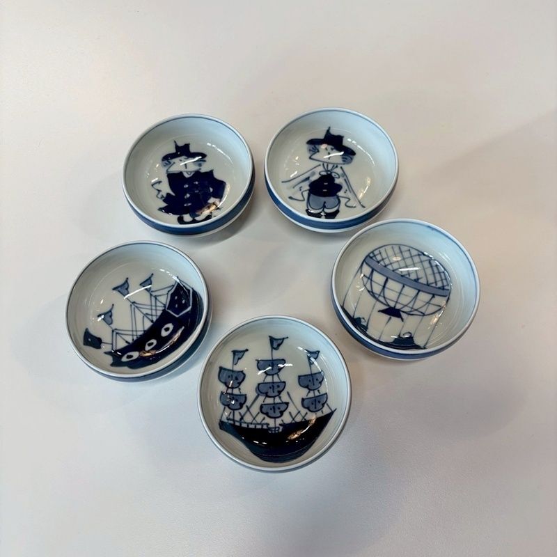 青花 しん窯 有田 オランダ船舟型中皿 有田焼青花しん窯絵変