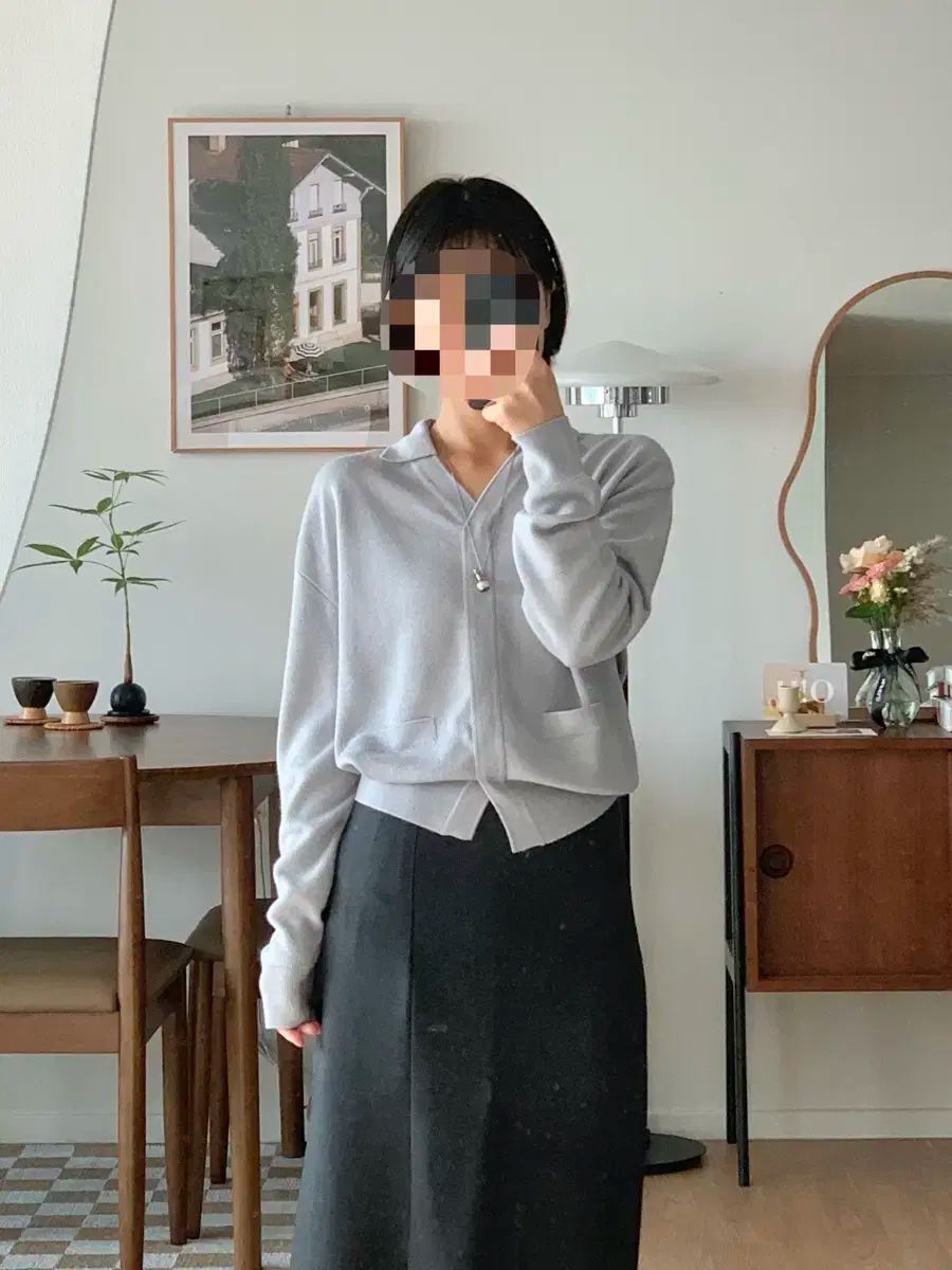 SIE シエ ポケット KARA カラ ニット ブルーグレー