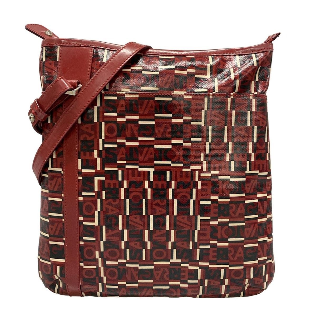 FERRAGAMO|SalvatoreFerragamo サルバトーレフェラガモ ショルダーバッグ - レッド×黒×白 レザー