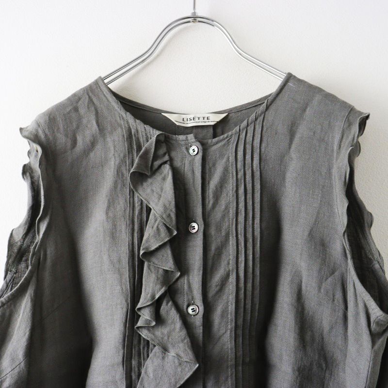 2024SS リゼッタ LISETTE ステラ リネンフリルノースリーブブラウス 38  