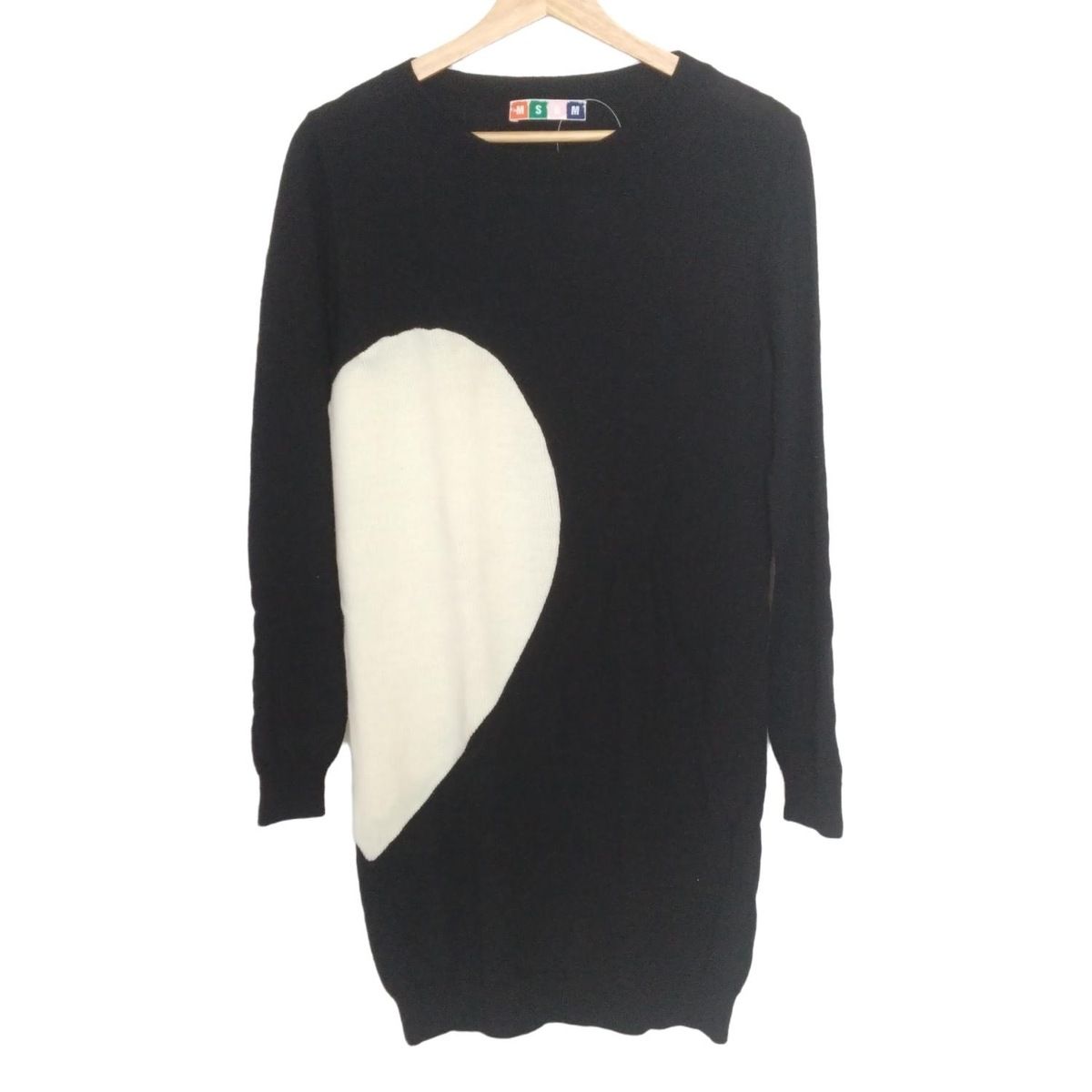 MSGM エムエスジィエム 長袖セーター サイズM レディース 黒×アイボリー ロング丈