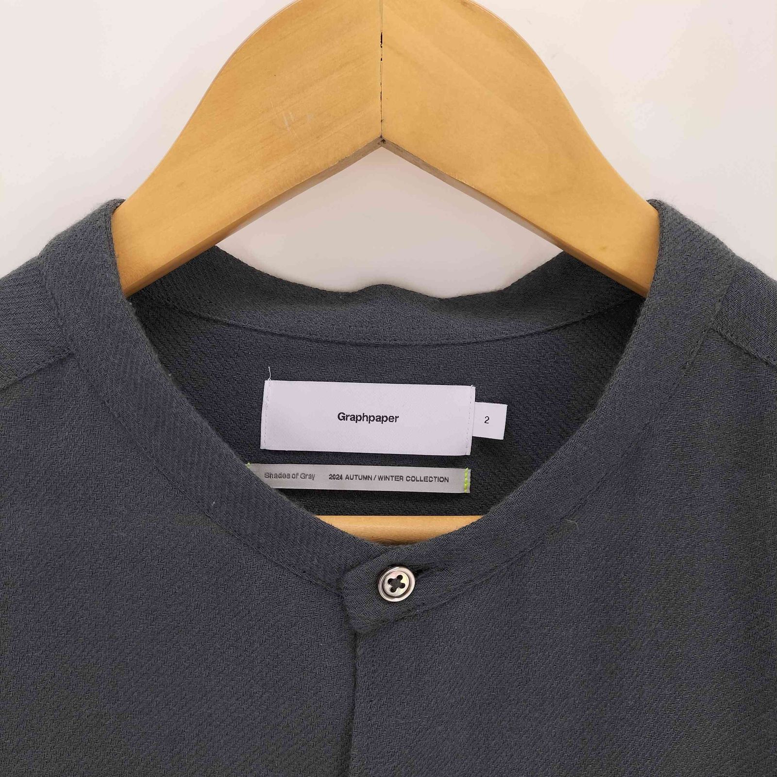 グラフペーパー Graphpaper Viscose Wool Viyella Oversized Band Collar Shirts メンズ  2