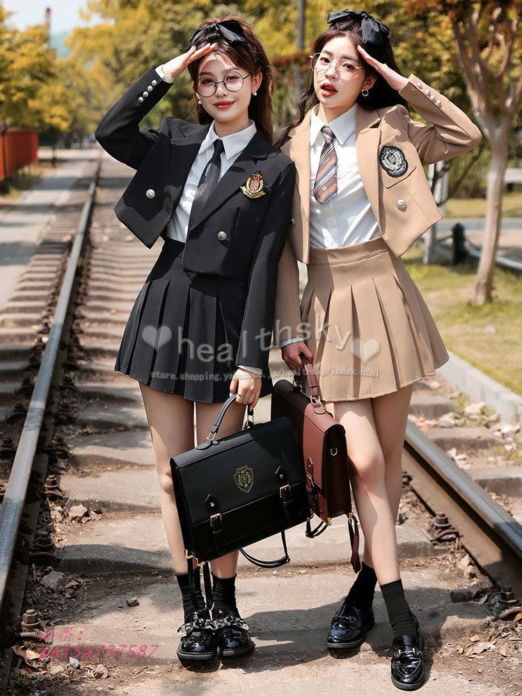 2025学生服 アカデミックキャンパス制服女の子スーツ高校制服長袖ブレザースカートレディースコートシャツセット高校生制服中学生 通学卒業式 入学式 発表会 pai5a737587 WWW_NOITHATQUANGTHANH_NET