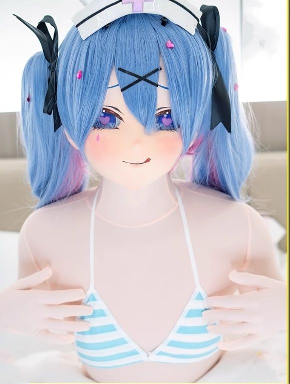 全身タイツ 顔開き ピンク Eカップ Lサイズ シリコン 偽乳付き