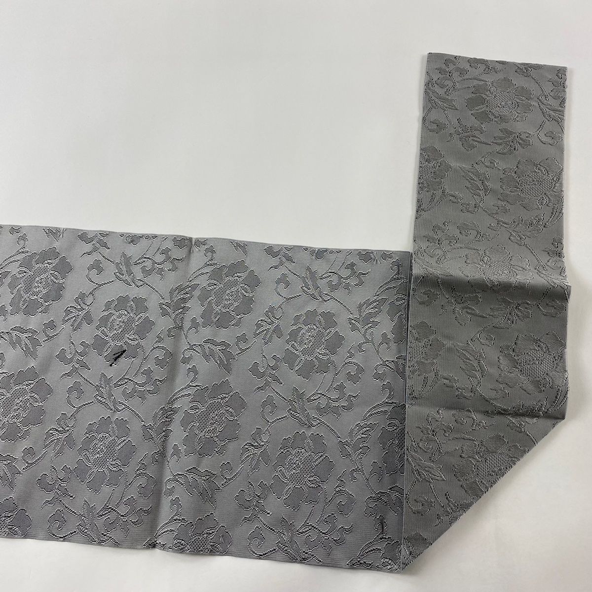 名古屋帯 美品 名品 八寸名古屋帯 松葉仕立て 縞 花唐草 茶紫