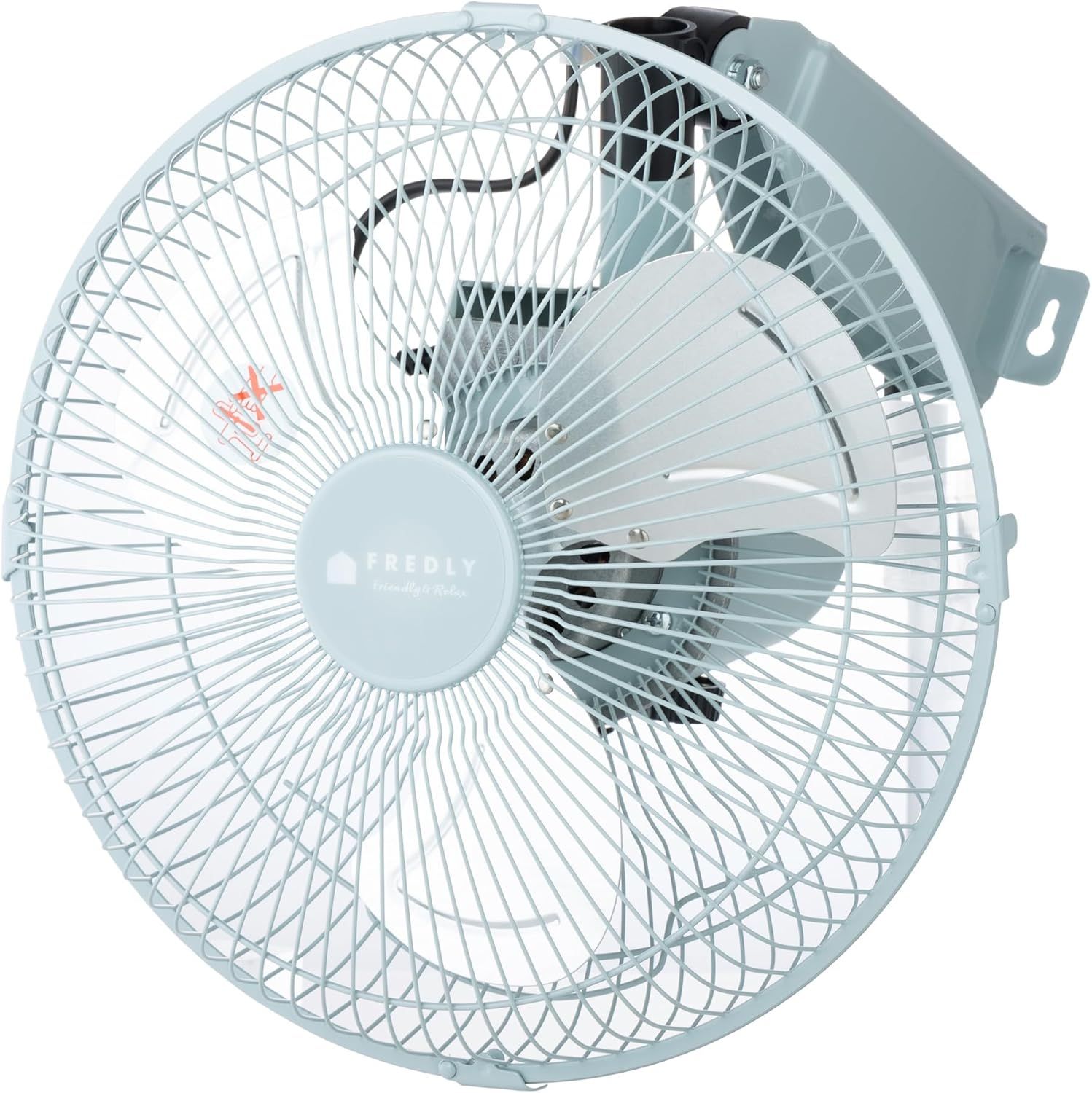 広電(KODEN) 工業扇 工業用扇風機 ミニ 25cm 壁掛け型 省スペース レトロブルー 上下左右360ラウンドムーブ送風 自動首振り 風量3段階 アルミ羽根 持ち運び簡単 CFF252WMAA
