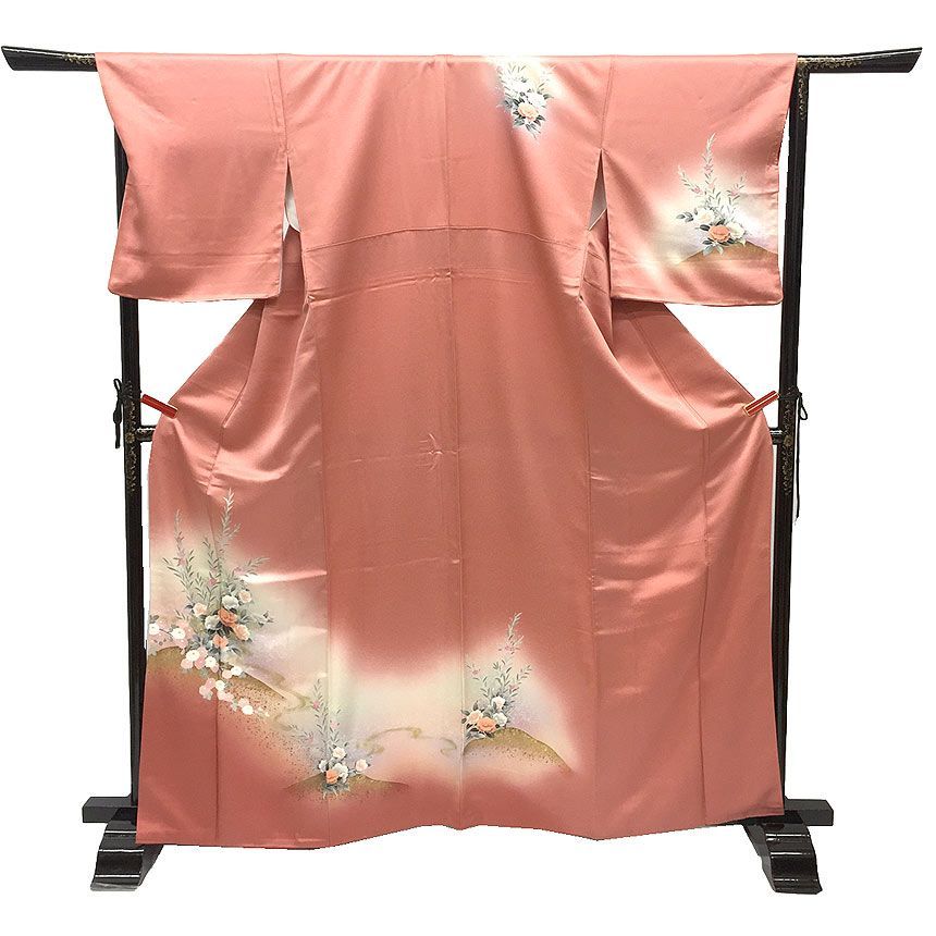 正絹　上質な小紋　流水に花紅葉　袷 machigiya_tckm279-b