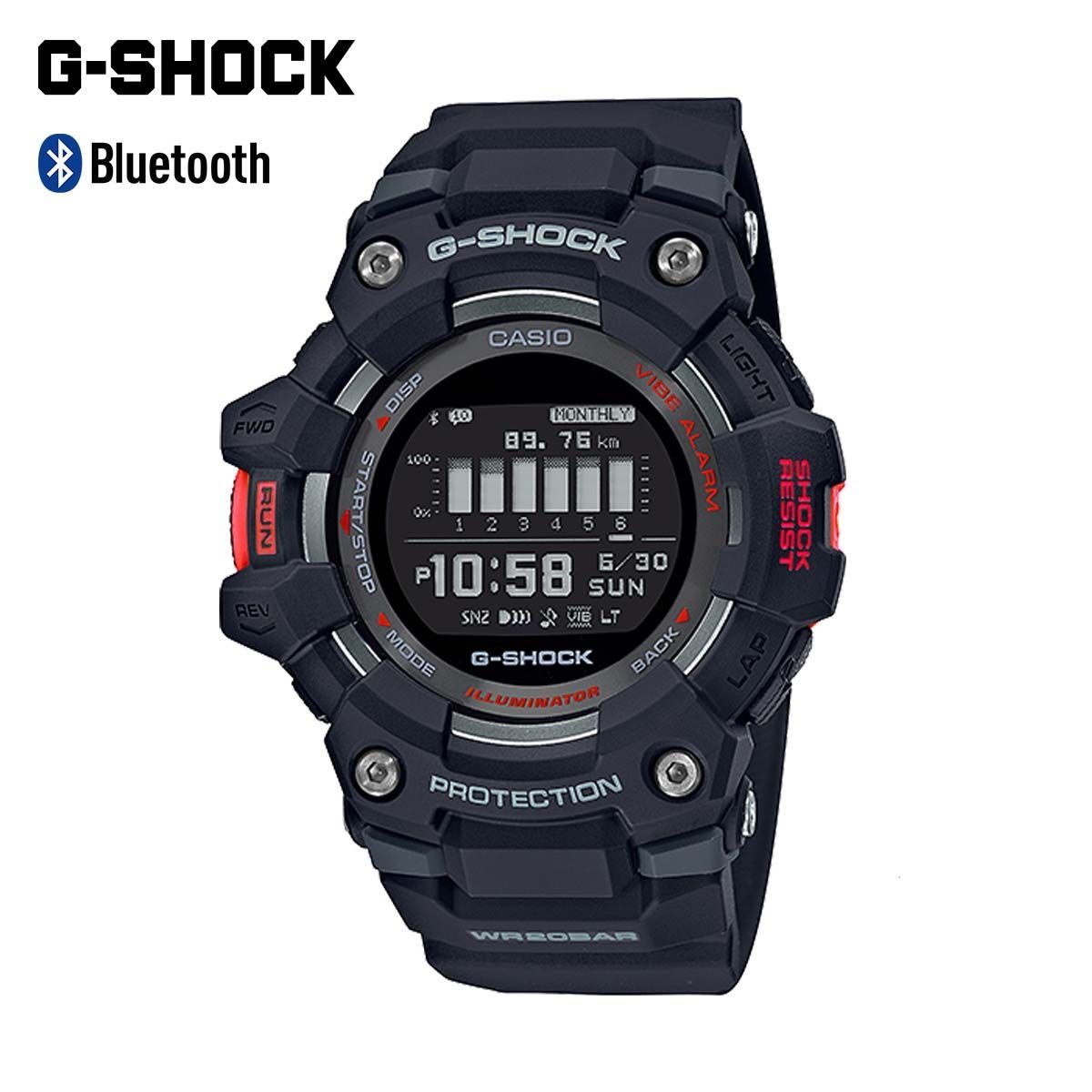 CASIO カシオ Gshock ジーショック GBD-100-1 Bluetooth対応 スマートウォッチ スマートフォン連動 G-SQUAD ジースクアッド トレーニング エクササイズ スマホリンク カロリー計算 歩数計 メンズ ブラック レッド 着信通知