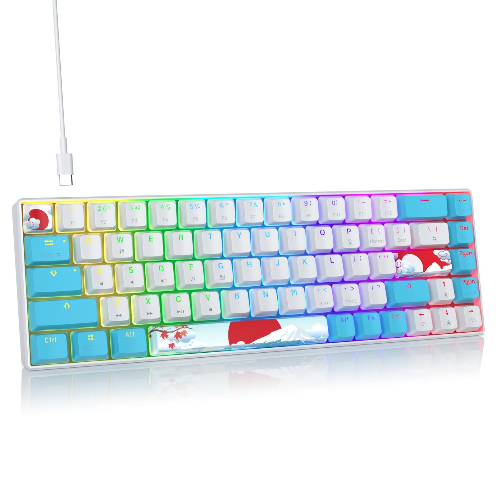 色: Sea white/red switch】65％のメカニカルゲーミングキ - PC周辺機器