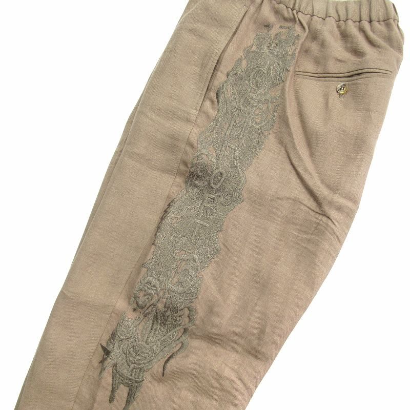 美品 20ss ダブレット doublet カオス 刺繍 リネン スラックス パンツ  