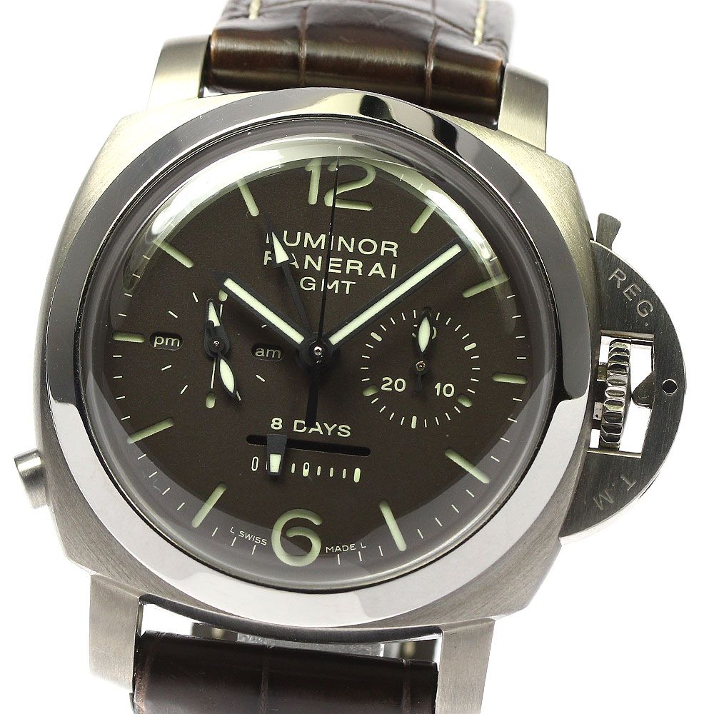 パネライ PANERAI PAM00311 ルミノール 1950 モノプルサンテ 8デイズ GMT クロノグラフ 手巻き メンズ良品保証書付き_800709