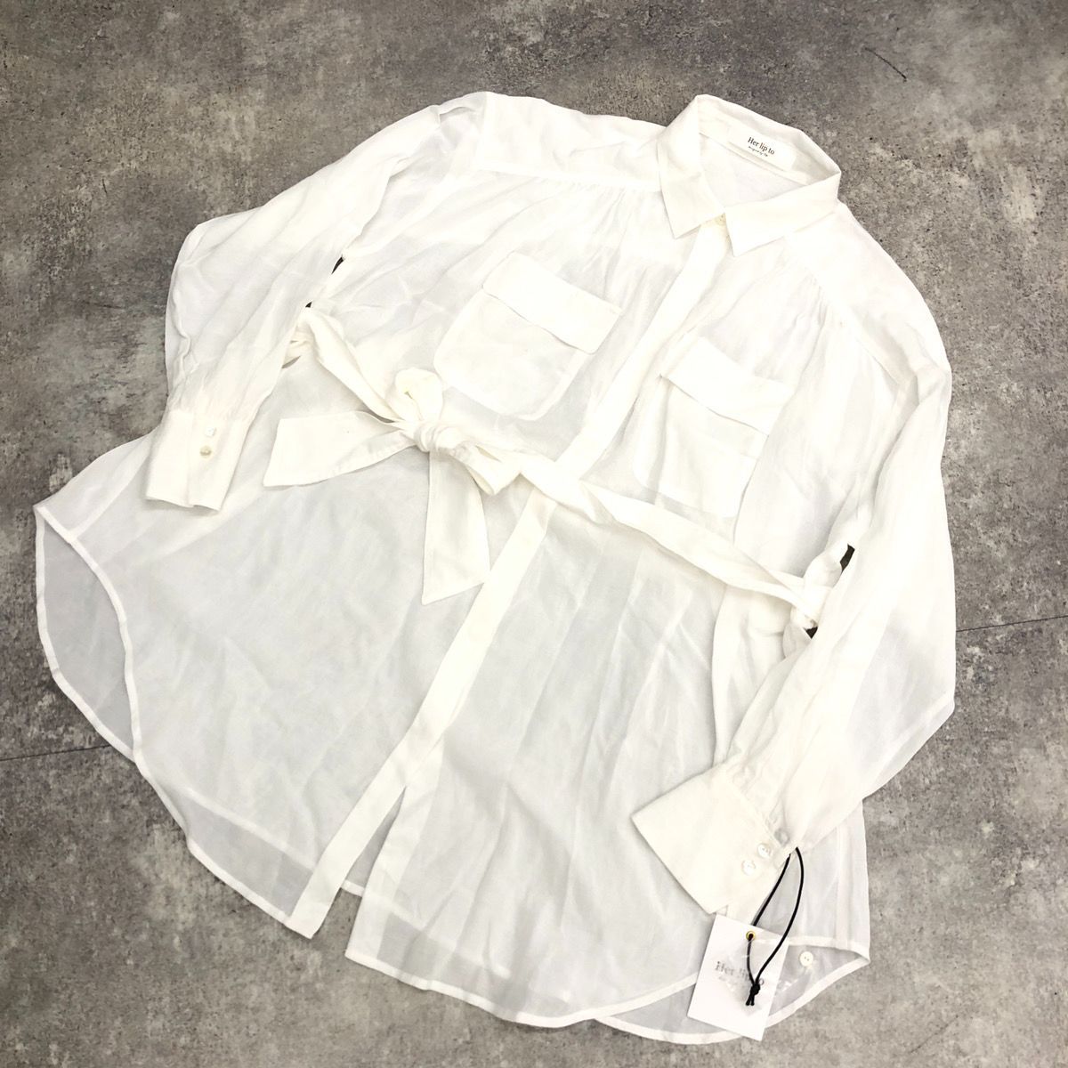 即完売品 Herlipto ハーリップトゥ Cotton-brend Voile Sheer Shirt