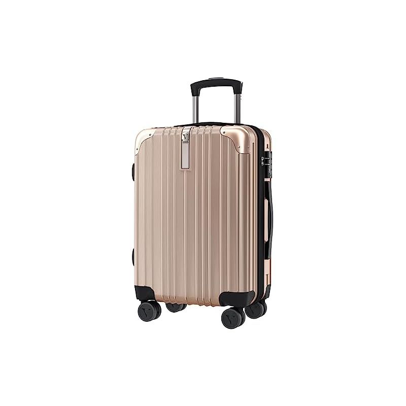 VELSKYF 客室乗務員監修 スーツケース キャリーケース キャリーバッグ 機内持ち込み キャスター交換 日本企業企画 一部パーツ無期限メーカー TSAダイヤルロック ダブルキャスター Sサイズ 1-3泊 2.8kg 37L シャンパンゴー 1