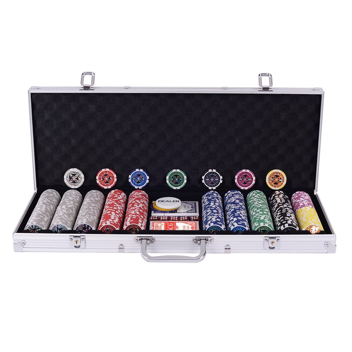 【人気商品】トランプ付き カジノチップ チップセット マット付き ポーカーセット カジノゲーム 数字入り 500枚 カジノセット ポーカーチップ (シルバー500枚数字) BestBuy