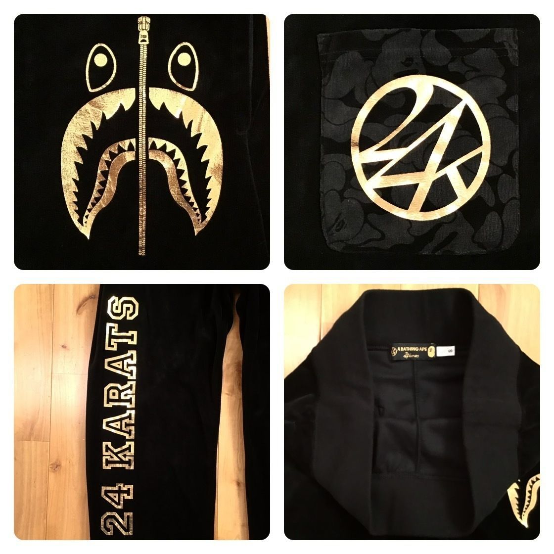 24karats × BAPE ベロア シャーク パーカー セットアップ Sサイズ