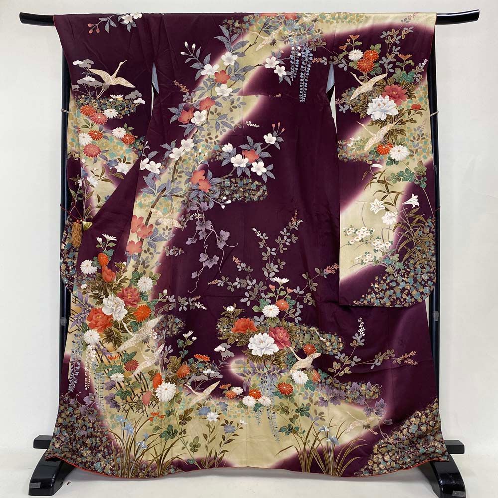 振袖 中古 葡萄茶 紫 正絹 古典 裄70cm 身丈166.5cm 美品 L サイズ 成人式 4040 振袖 中古 葡萄茶 紫 正絹 古典 裄70cm 身丈166.5cm 美品 L サイズ