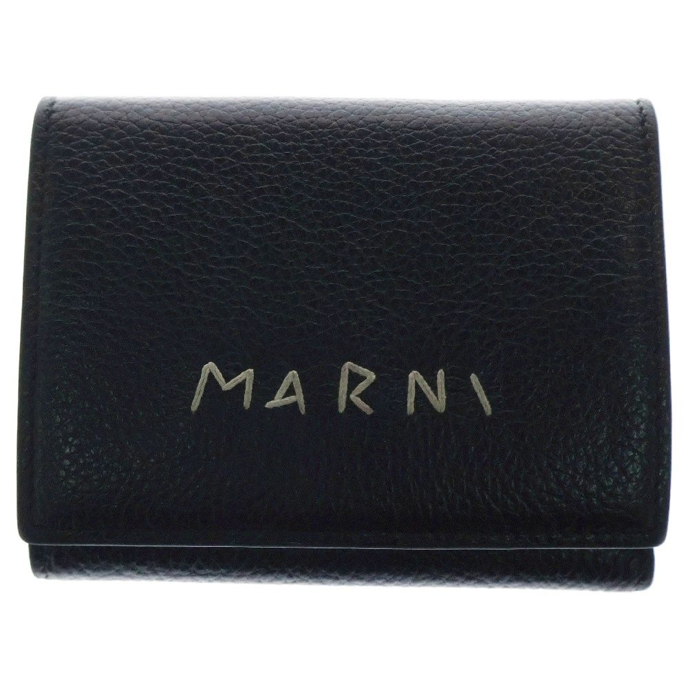 MARNI マルニ メンディングロゴ レザー 三つ折りウォレット ブラック PFMI0097U0