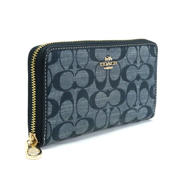 中古】コーチ COACH レザー ラウンドジップ 長財布 ブラック【メンズ  