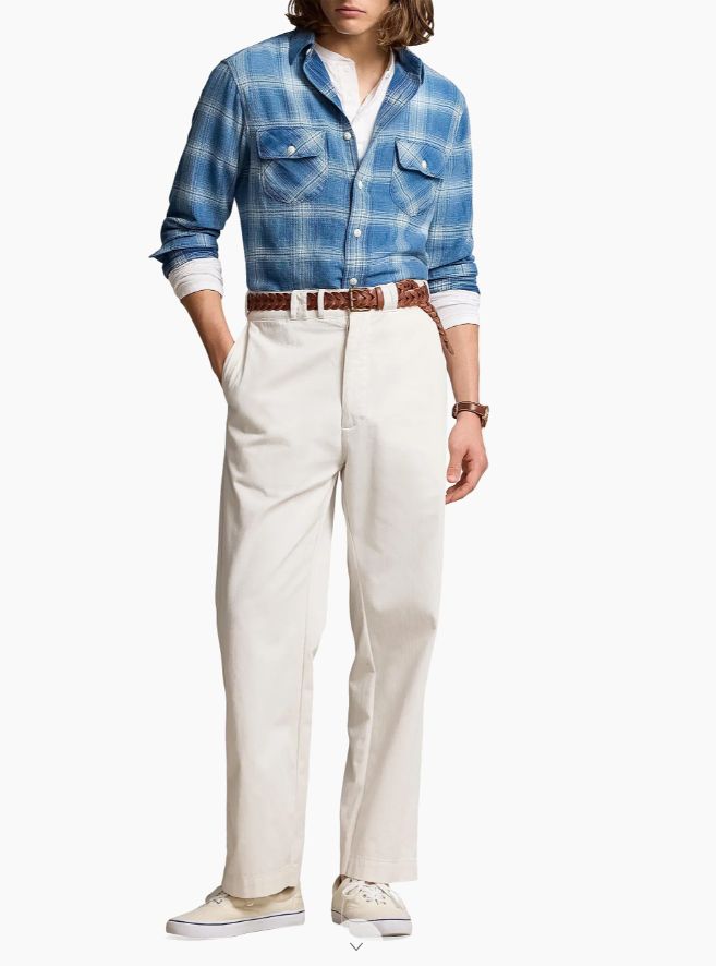 ポロ クラシックフィット Indigo チェック シャツ L