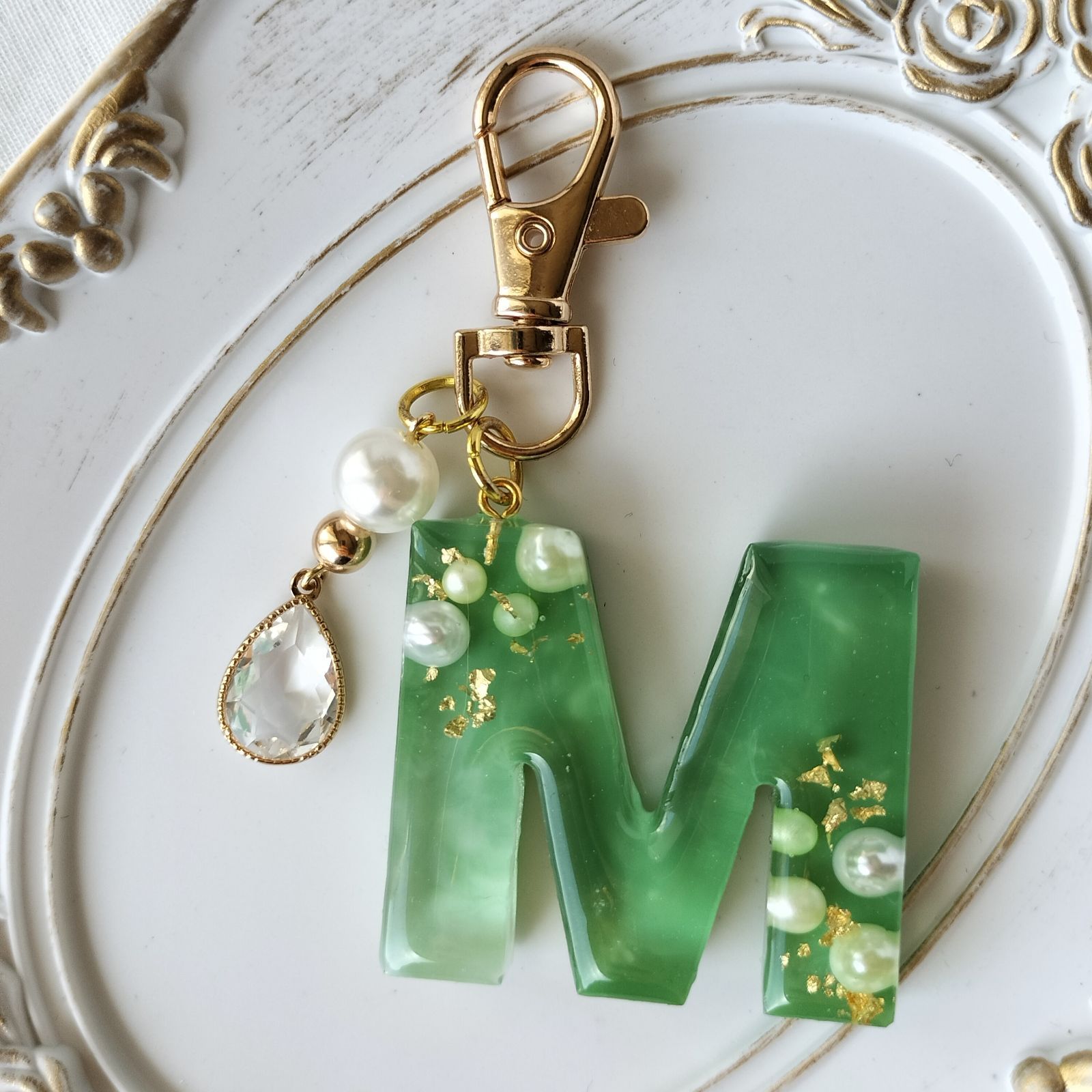 緑色マーブルボールペン 本体 キーホルダー イニシャル変更可 手作り 新品 樹脂 緑色マーブルボールペン 本体 キーホルダー イニシャル変更可 手作り