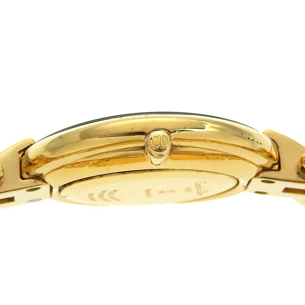 Dior ディオール バキラ 47 154-2 腕時計 金メッキ ゴールド クオーツ アナログ表示 メンズ 黒文字盤【I213023024】
