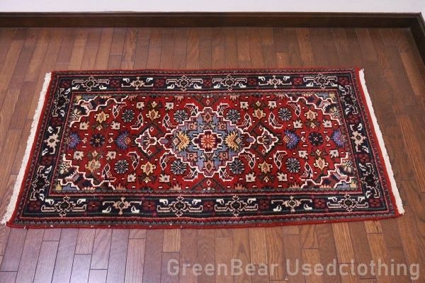 RAGU096 洋間や和室にも◎トライバルラグ ウール絨毯 アンティーク  