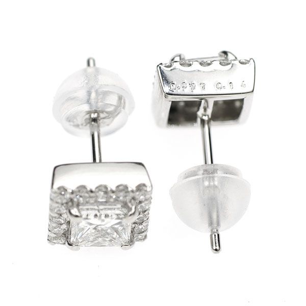 新品 Pt950/Pt900 プリンセスカットダイヤモンド ダイヤモンド ピアス