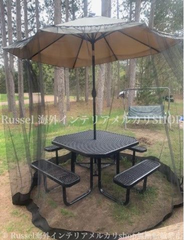 ネット ガーデンパラソル アウトドア 庭 テラス  屋外 蚊帳 防虫 ネット パラソル ガーデンパラソル 270cm 蚊帳 防虫ネット セット 傘