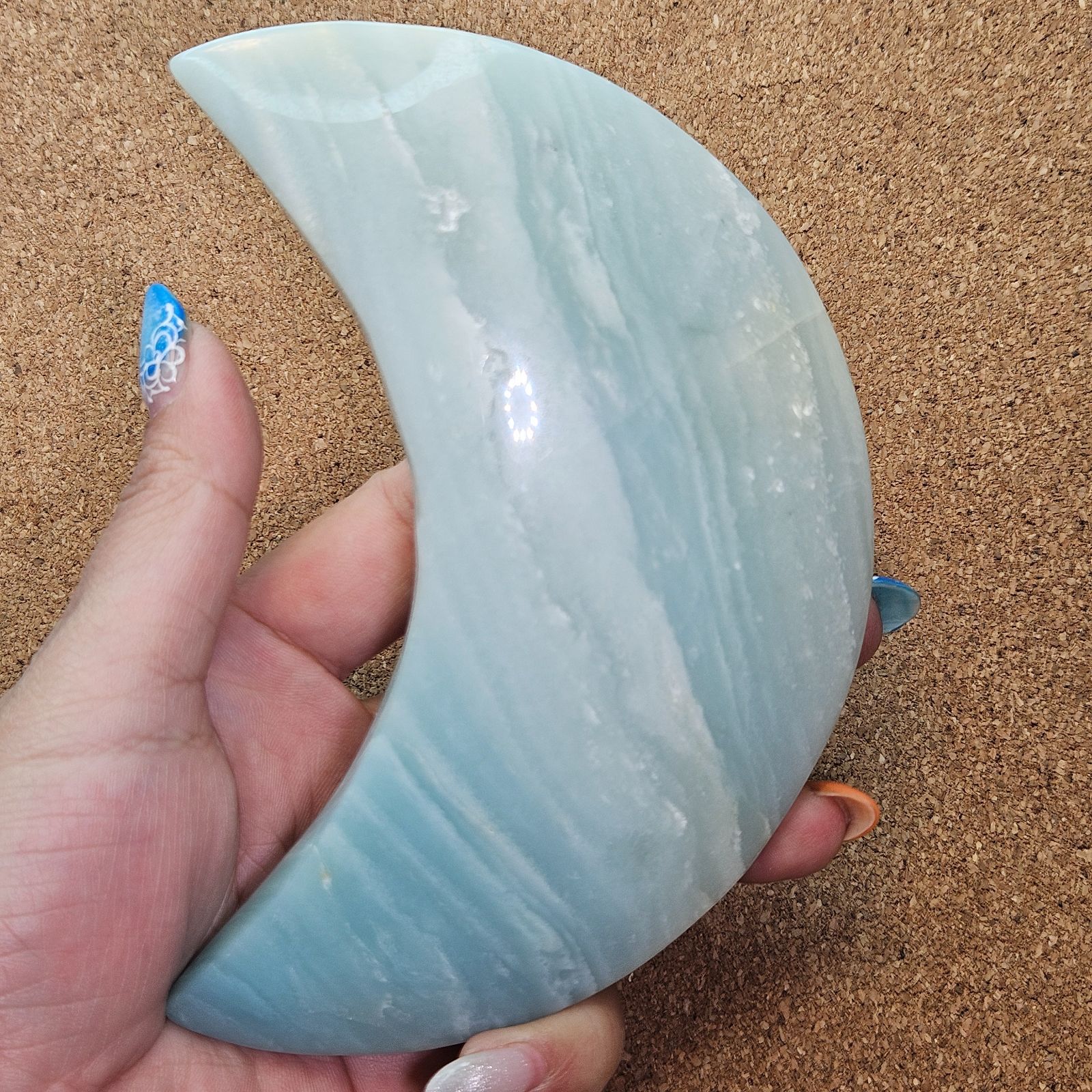 カリビアンブルーカルサイト✨お月さま✨ムーン✨カービング✨スタンド