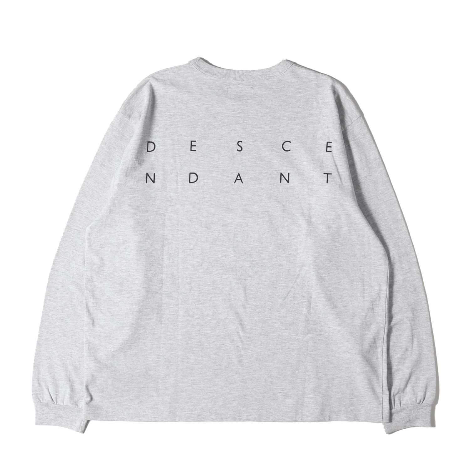 美品 DESCENDANT ディセンダント Tシャツ サイズ:2 バックロゴ ロングスリーブ Tシャツ グレー トップス カットソー 長袖【メンズ】