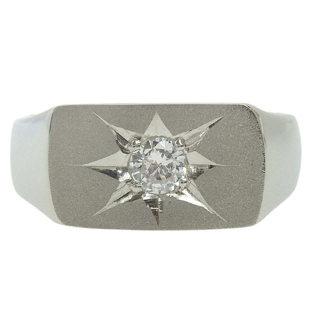返品OK】0.16ct 天然ダイヤ 印台 リング 13号 Pm850 新品仕上げ済み 