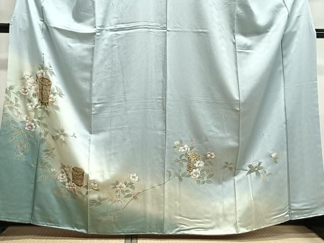 平和屋着物○訪問着 絞り 刺繍 草花文 金銀彩 ロング丈 正絹 逸品