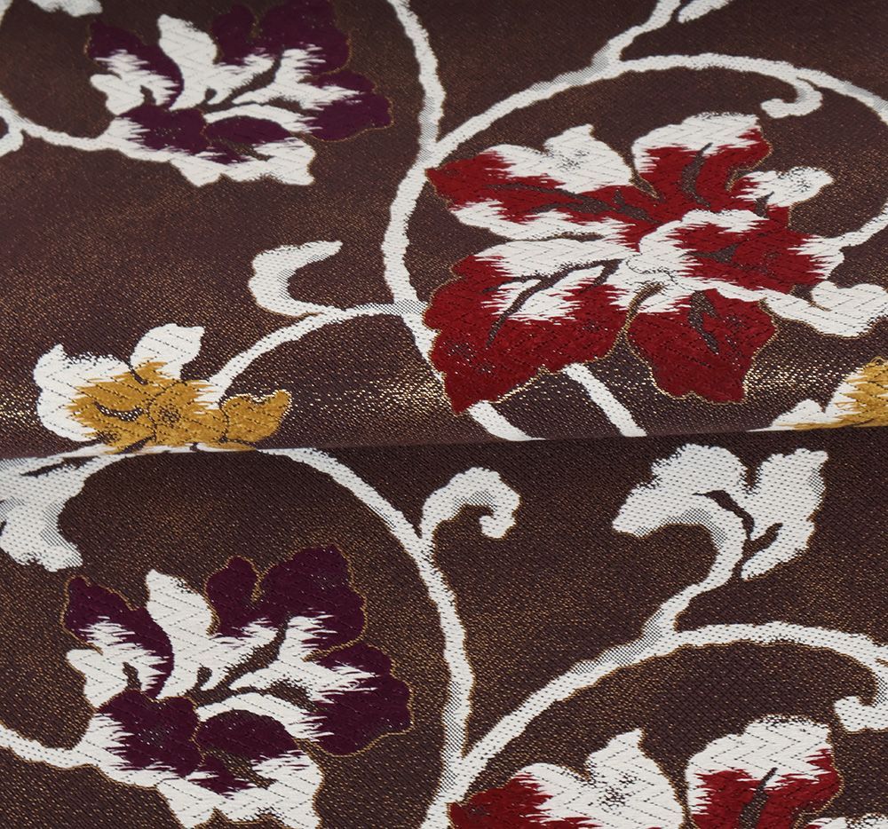 佐々木染織謹製 訪問着用 西陣織袋帯 正絹 赤紫 金糸通し 唐花 Lサイズ