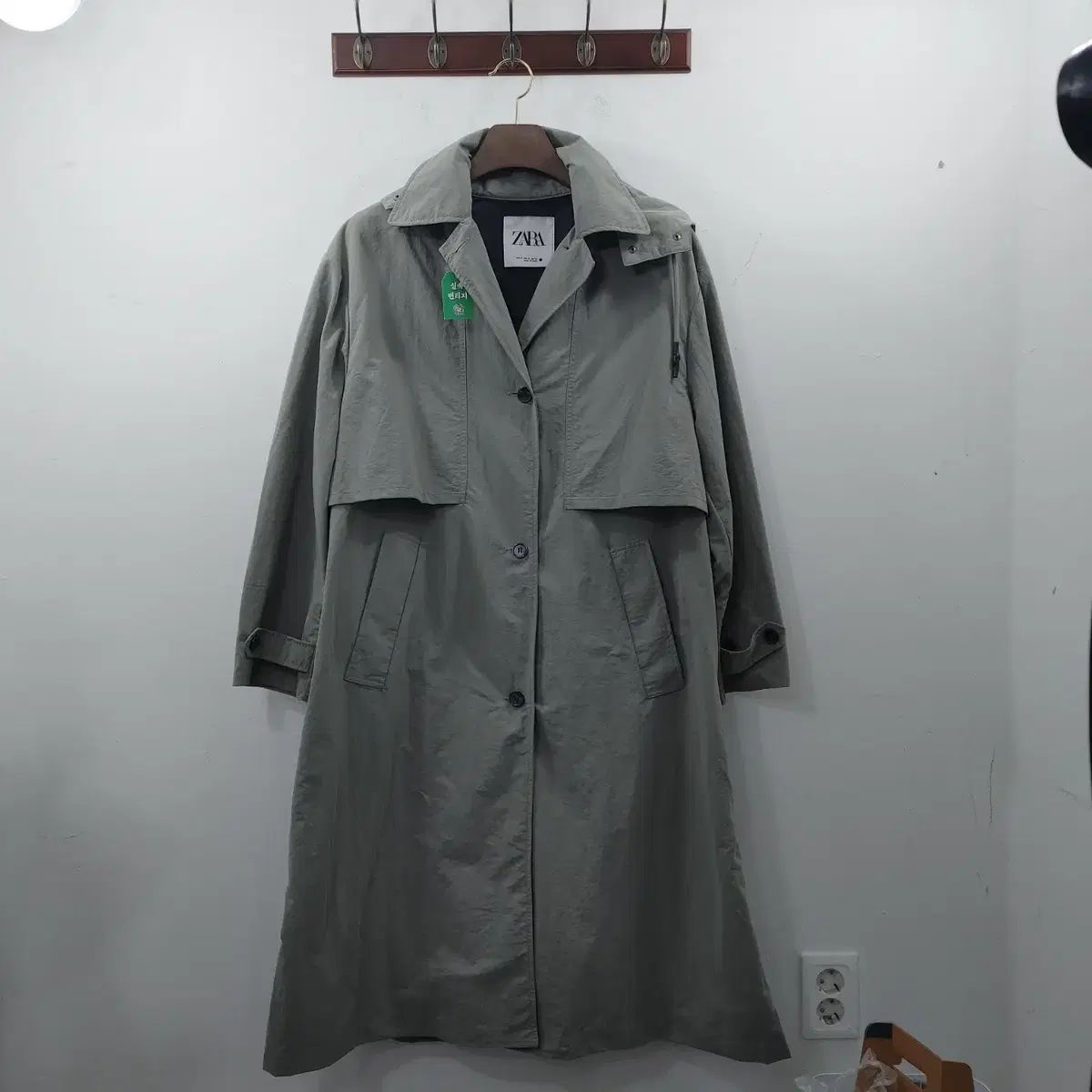 S ZARA ザラ レディース フード 夏 ロングコート ジャケット カーキ