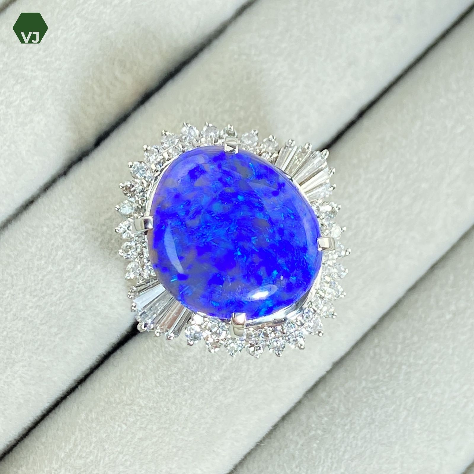 22-19】ブラックオパール ダイヤモンド リング 7.766ct D1.00ct【中古 