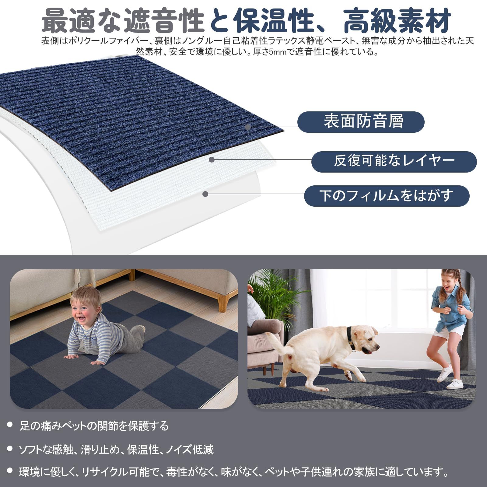 ジョイントマット タイルカーペット タイルマット床保護 滑止め 120枚