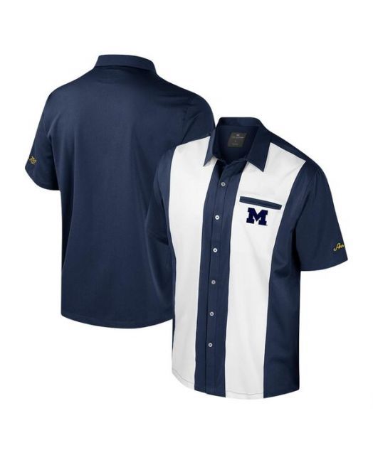 【送料無料】 コロシアム メンズ シャツ トップス Men's Navy Michigan Wolverines Strike Bowling Button-Up Shirt Navy