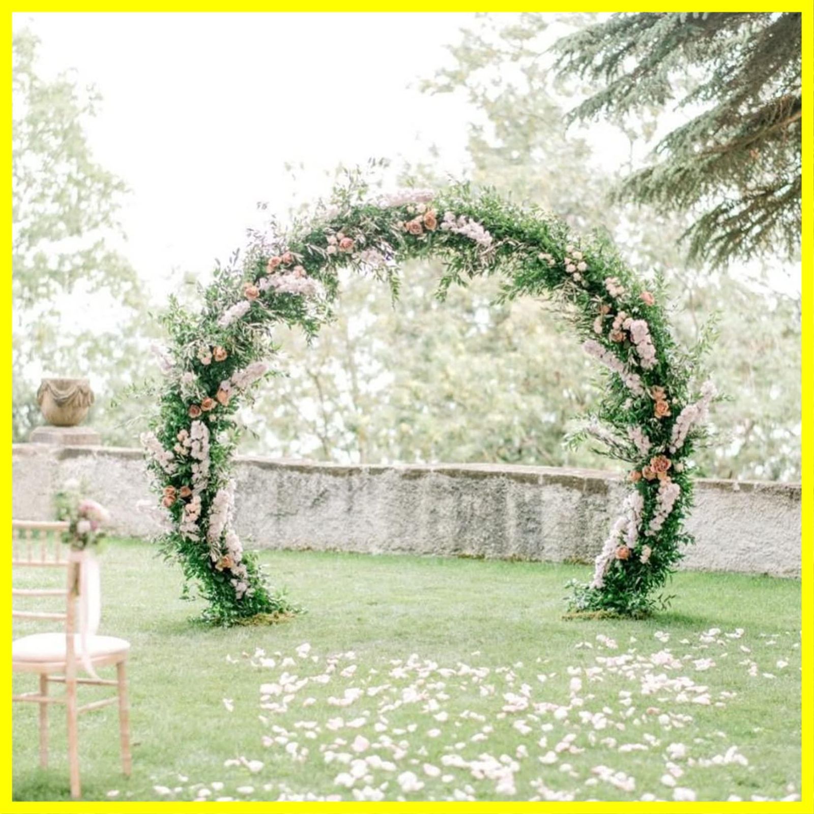 フラワーアーチ　バルーンアーチ　結婚式　高砂アーチ　誕生日　フォトスポット 在庫処分】ウェルカムスペース 装花 記念撮影 おしゃれ 装飾 飾り 円形