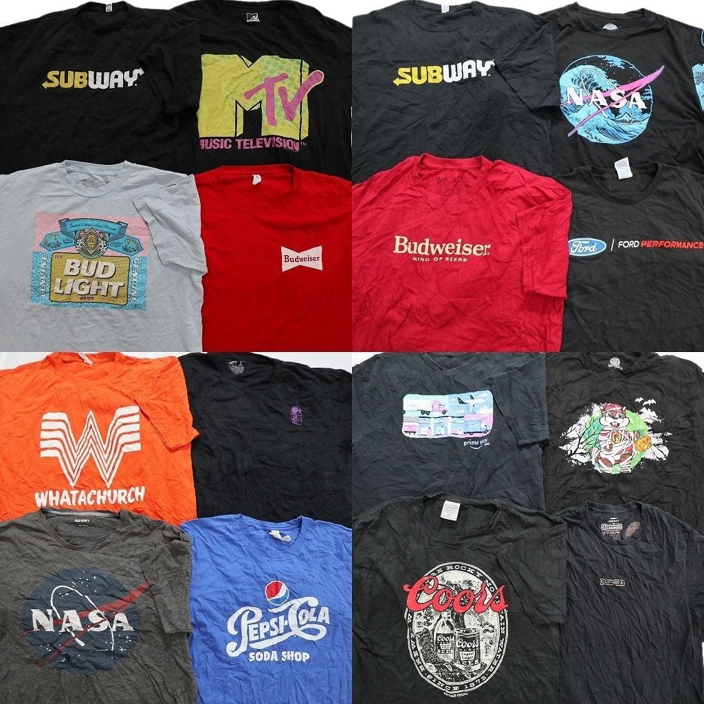 古着卸 有名企業 半袖Tシャツ 16枚セット メンズ Ｌ MTV サブウェイNASA ペプシ バッキーズ バドワイザー 古着 NA2672