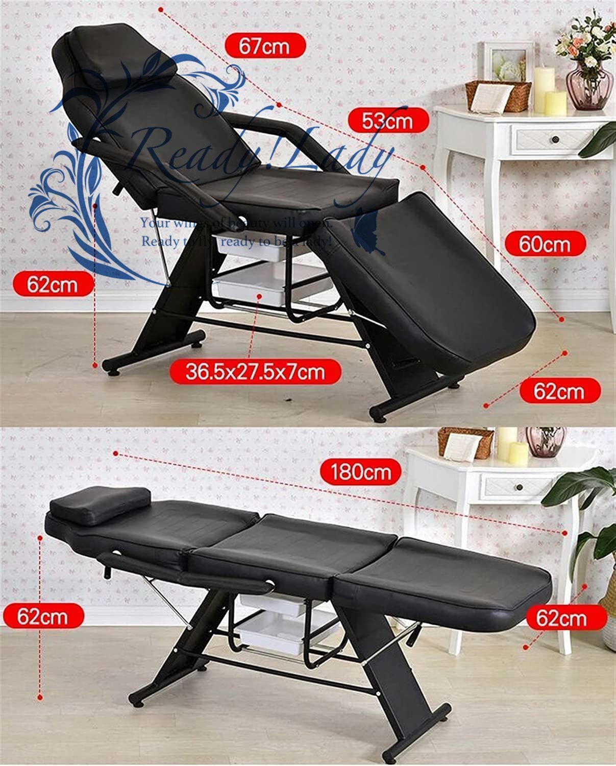 エステベッド 電動フェイシャルベッド Bestone (有孔) 長さ200cm×幅60cm×高さ
