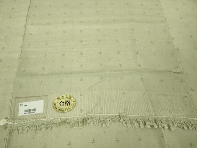 平和屋着物■極上　結城紬　単衣　はたおり娘　奥順謹製　色無地　柳鼠色　反端付き　逸品　DZAA8708kh5 平和屋着物□極上 結城紬 単衣 はたおり娘 奥順謹製 色無地 柳鼠色 反
