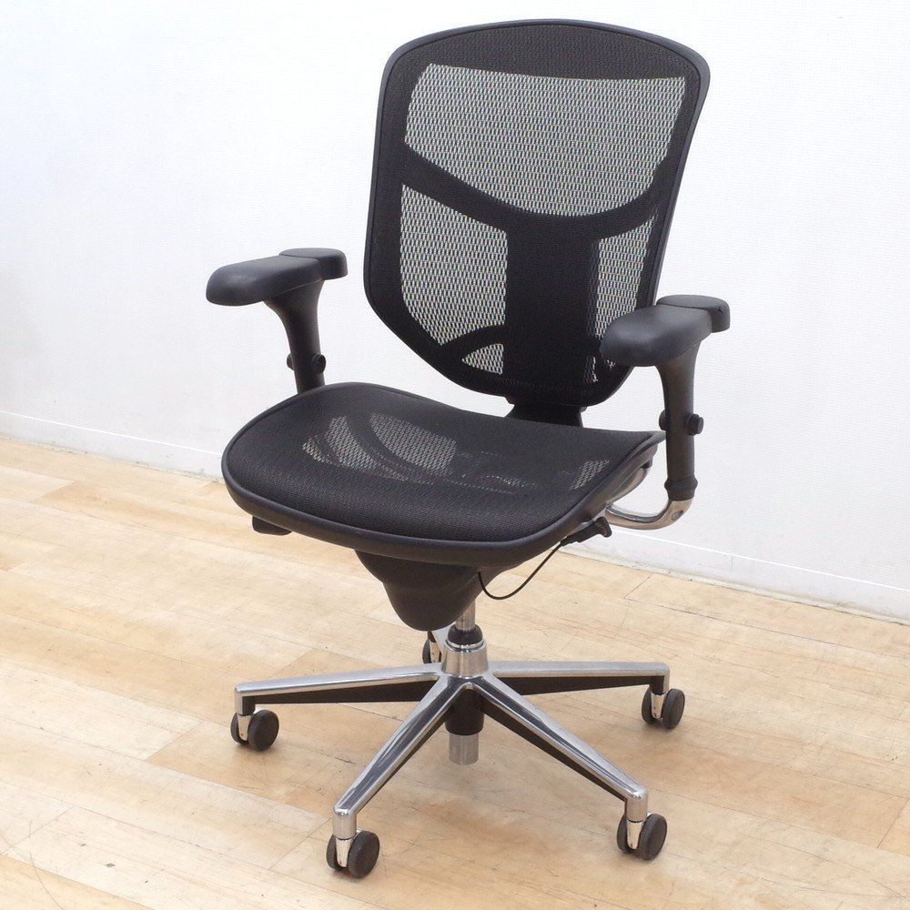 エルゴヒューマン Ergohuman エンジョイ ENJOY 肘付きオフィスチェア ブラック 事務椅子 ハイバック メッシュ EG17578 オフィス家具