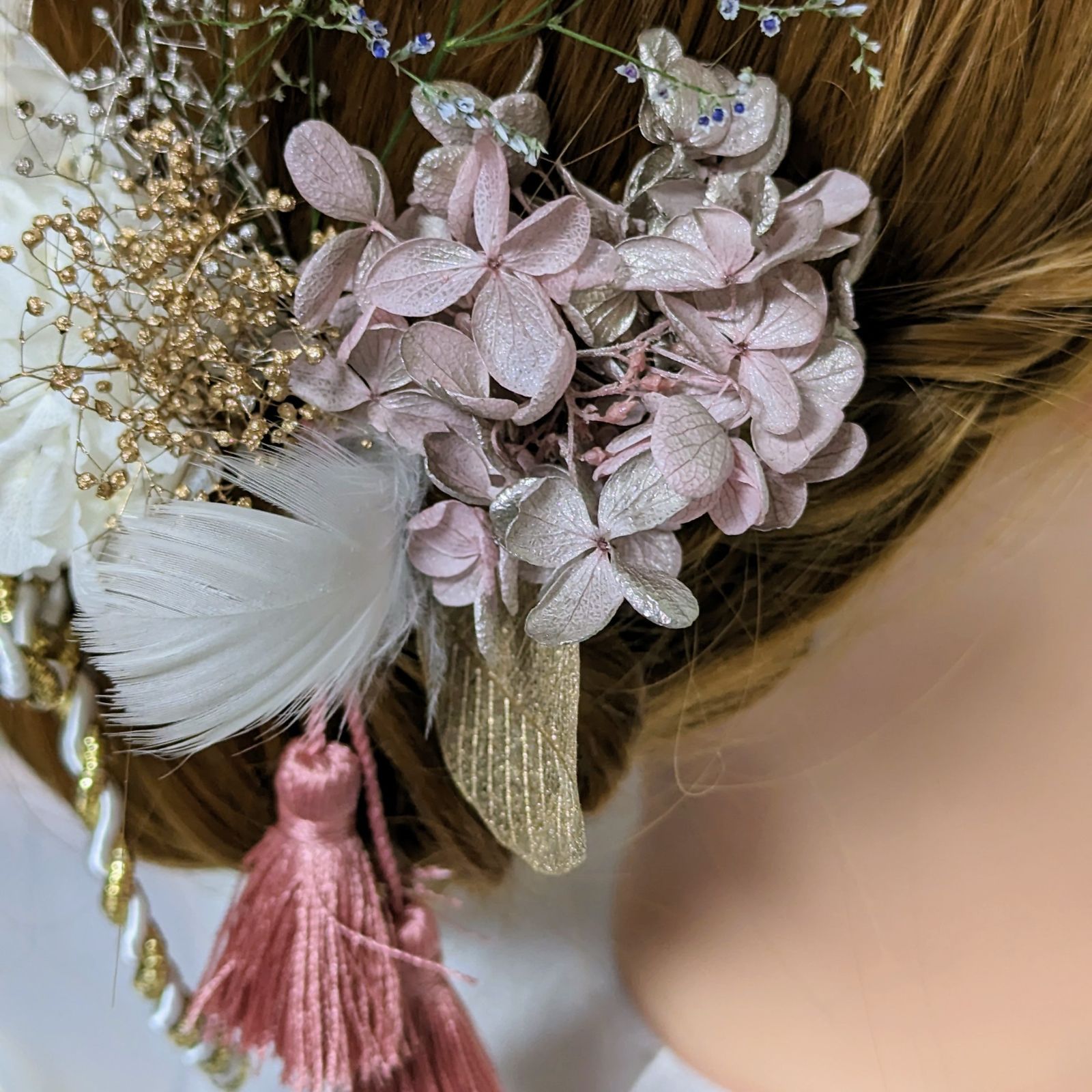 最大93%OFFクーポン ２０本盛❤️シャンパンゴールド❤️髪飾り ヘッドドレス ドライフラワー 結婚式