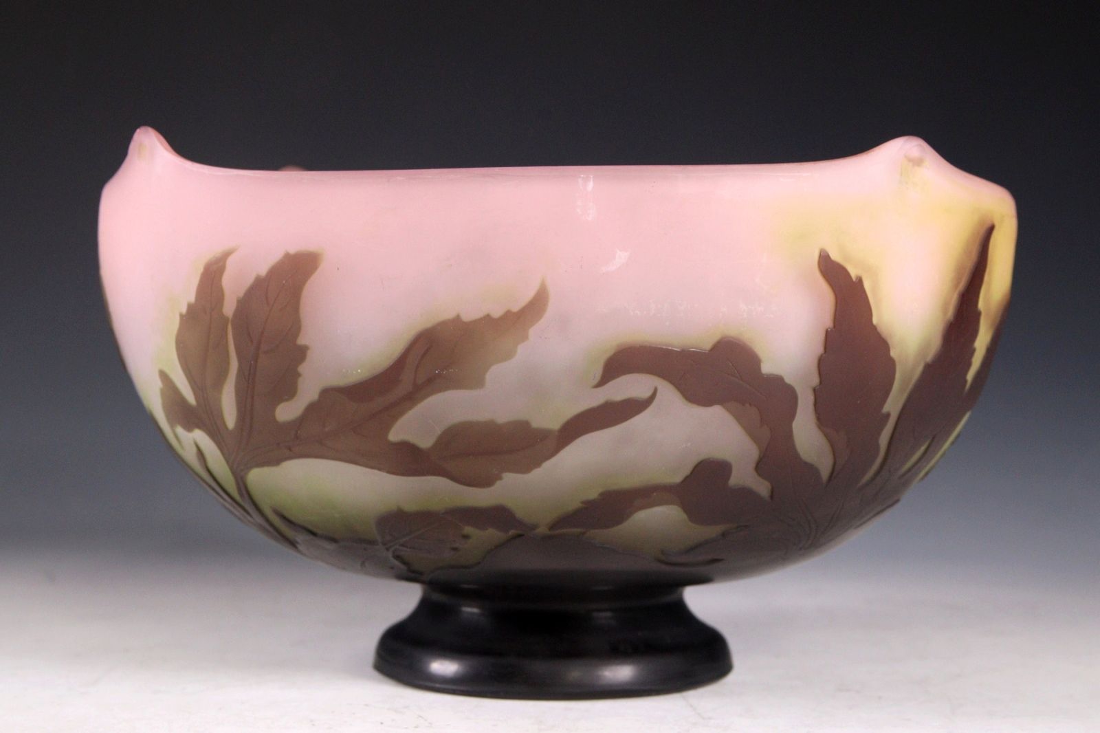 藤田喬平 手吹黄茶三彩花瓶 ガラス 工芸 金箔 手吹き製法 共