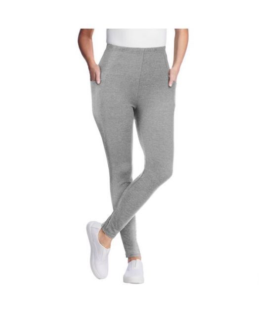 送料無料 ウーマン ウィズイン レディース レギンス ボトムス Women s Within Tall Stretch-Cotton Knit Pull-On Pocket Leggings Medium heather grey