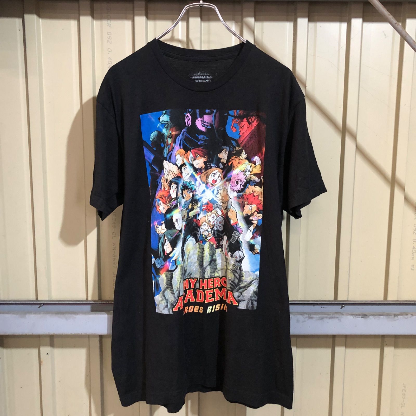 389 MY HERO ACADEMIA 半袖 キャラクター プリントTシャツ L ブラック 